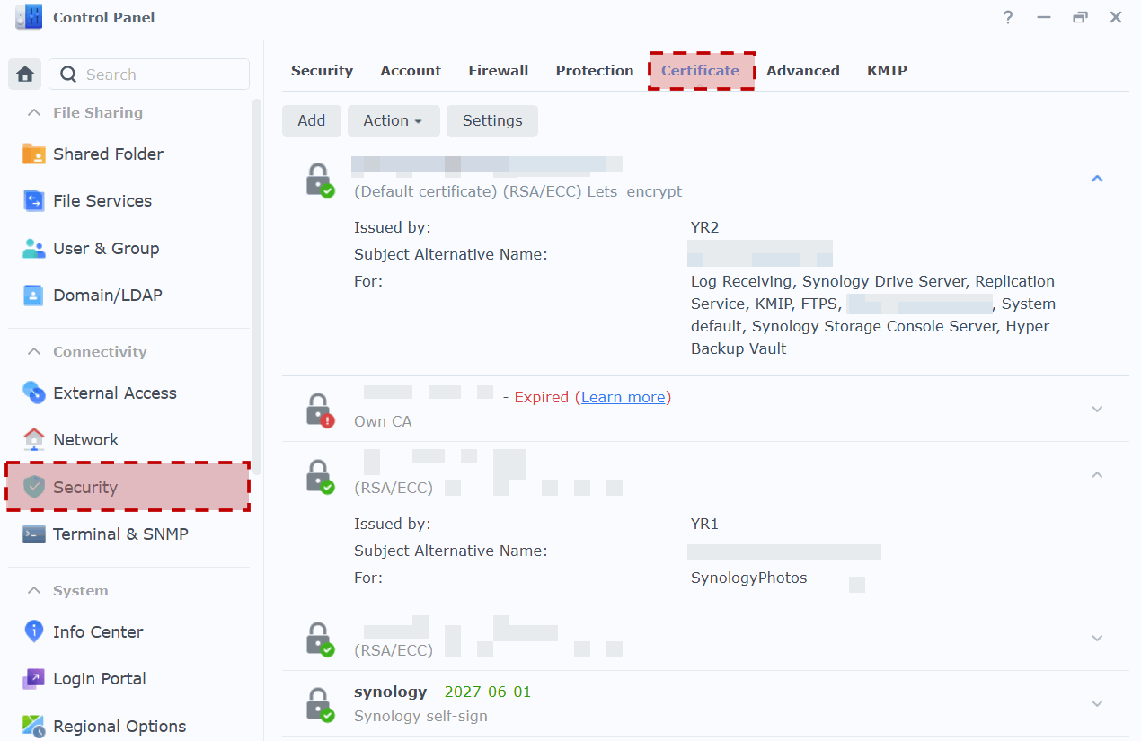 Certificate management