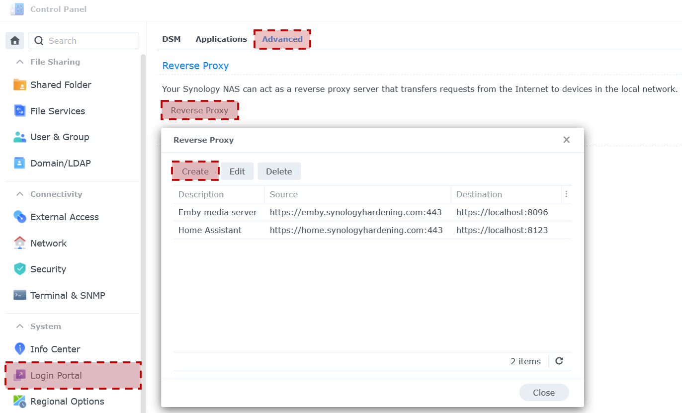 Reverse proxy settings