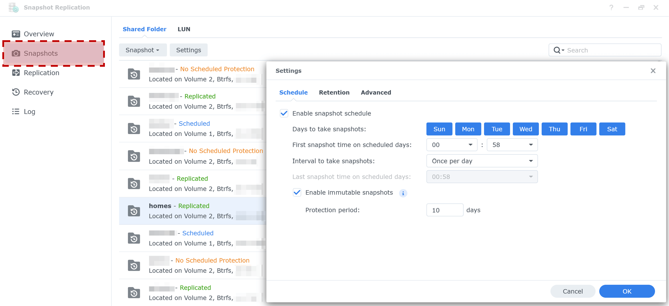 Snapshot Replication scheduling